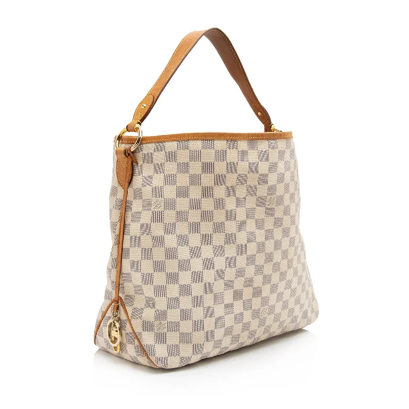 Louis Vuitton handbags with a metal - framed clasp for durabilityLouis Vuitton Damier Azur Delightful MM Shoulder Bag (23031)