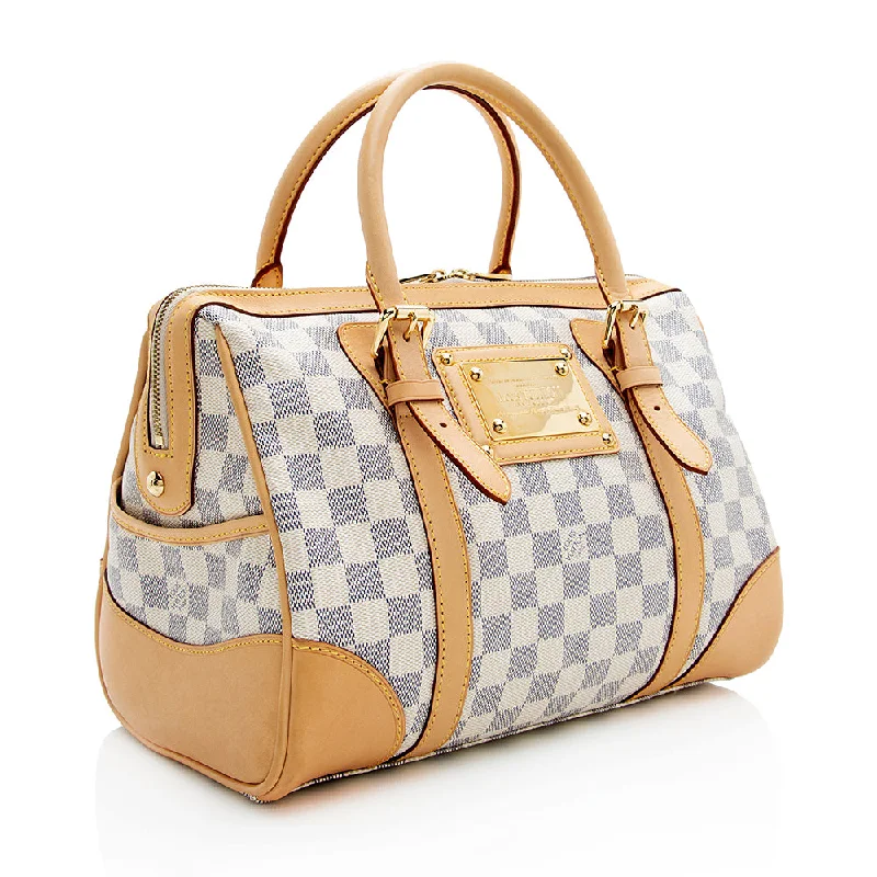 Ladies Louis Vuitton Capucines bags with a detachable shoulder strapLouis Vuitton Damier Azur Berkeley Satchel (18930)