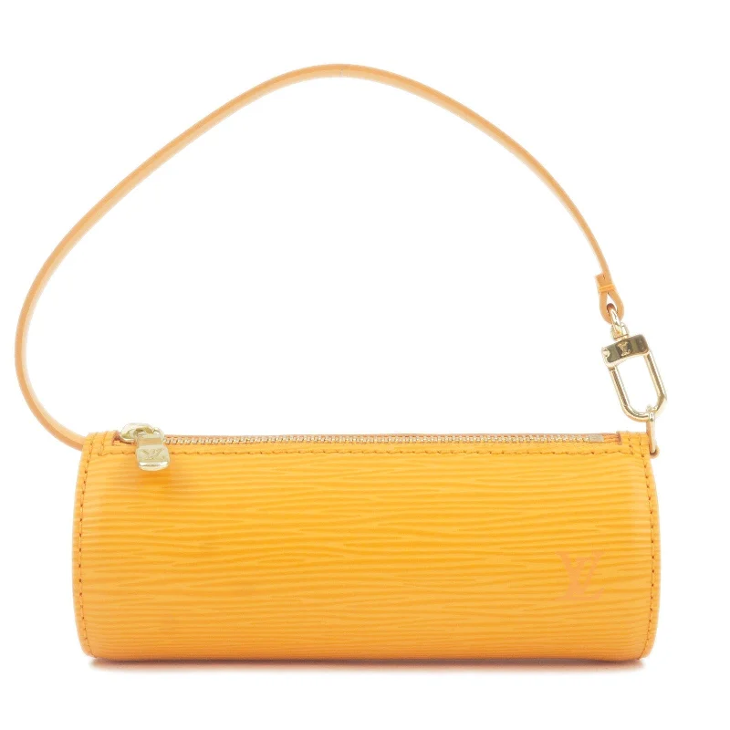 Louis Vuitton bags with a magnetic snap closure for easy accessLouis Vuitton Epi Pouch For Soufflot Hand Bag Mandarin Orange