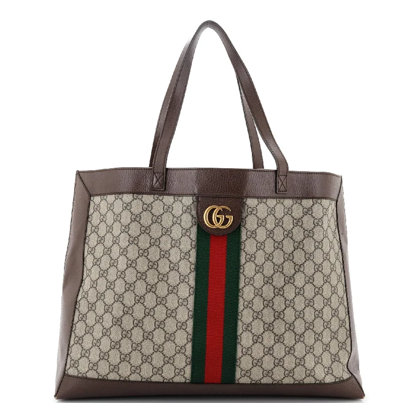 Ladies Gucci Dionysus bags with a detachable shoulder strapOphidia Soft Open Tote GG Coated Canvas East West