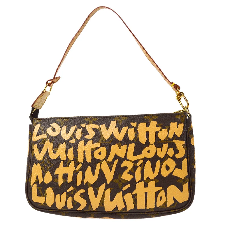 Ladies Louis Vuitton shoulder bags with a tassel decoration for charmLouis Vuitton 2001 POCHETTE ACCESSOIRES MONOGRAM GRAFFITI M92193