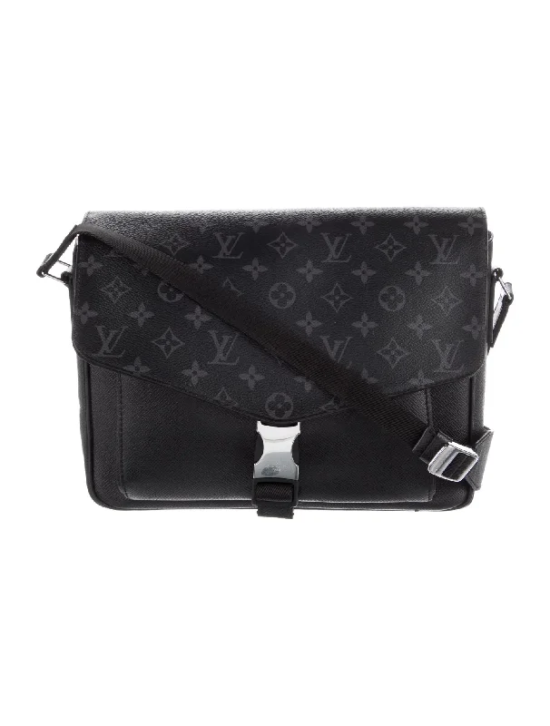 Louis Vuitton handbags with a beaded trim for a touch of glamourLOUIS VUITTON MONOGRAM ECLIPSE TAIGARAMA MESSENGERAMA BAG