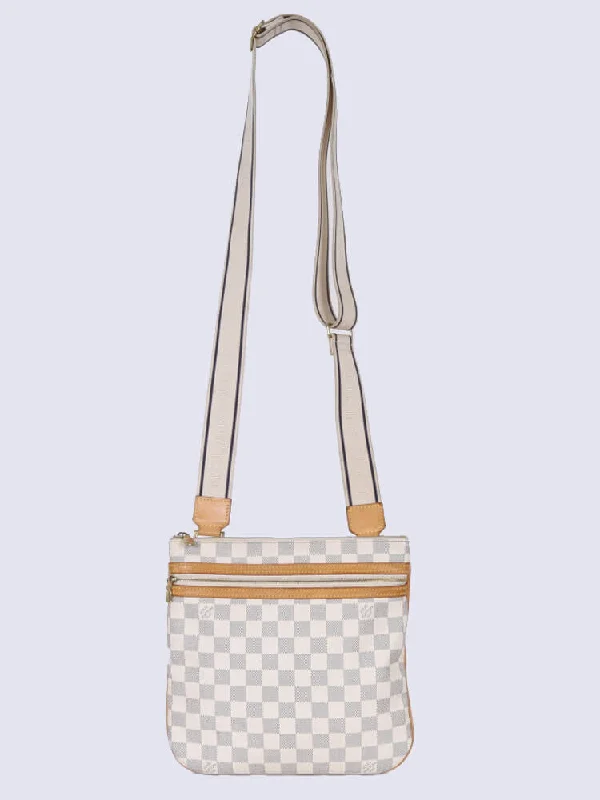 Louis Vuitton Twist bags with a crystal - embellished LV - turnlockLOUIS VUITTON DAMIER AZUR POCHETTE BOSPHORE CROSSBODY BAG