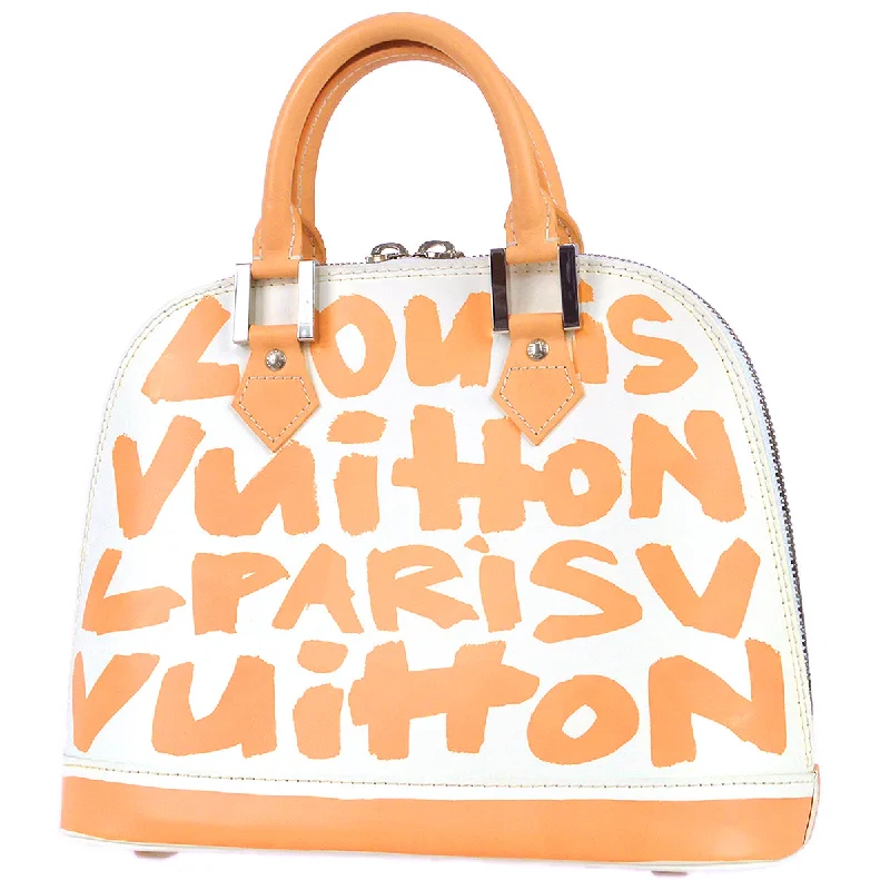 Louis Vuitton bags with a snap - button closure and a decorative charm for styleLouis Vuitton 2001 Graffiti Alma MM Beige M92180