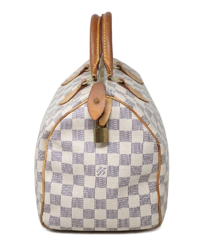 Louis Vuitton backpacks with a padded laptop compartment for travelLOUIS VUITTON DAMIER AZUR SPEEDY 25 HANDBAG