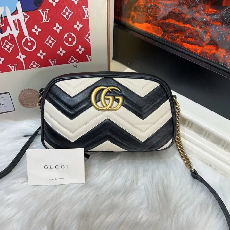 Gucci Dionysus bags for women with tiger - head claspsGucci Marmont Black White Leather Camera Bag Medium