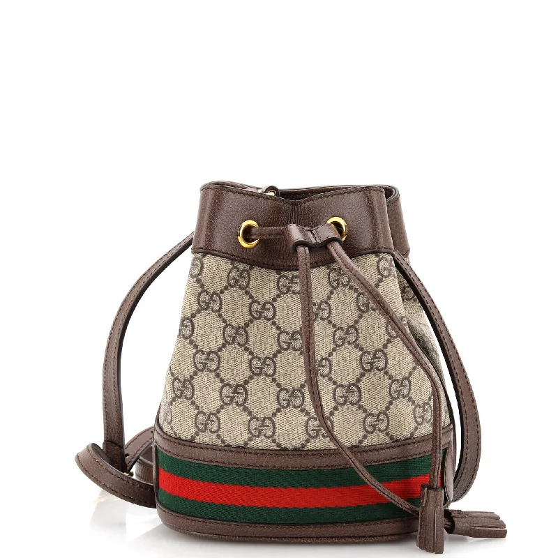 Women Gucci bags with a zip - around closure for securityOphidia Bucket Bag GG Coated Canvas Mini