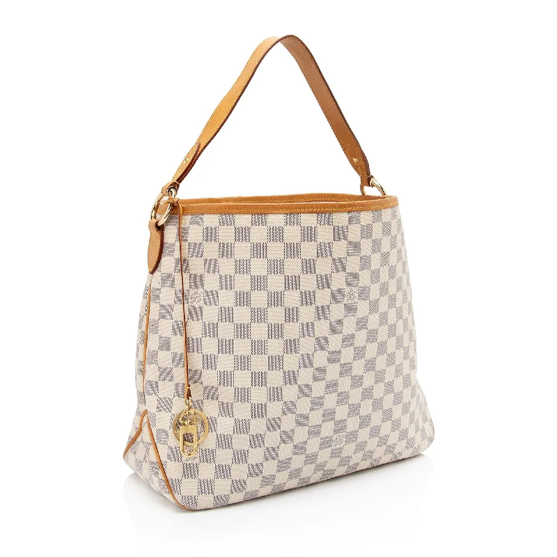 Louis Vuitton bags with a front - zip pocket for small items like keysLouis Vuitton Damier Azur Delightful MM Shoulder Bag (71WTjj)