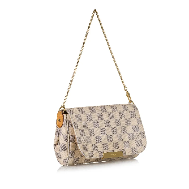 Louis Vuitton bags with a front - zip pocket for small items like keysLouis Vuitton Damier Azur Favorite PM 35685)