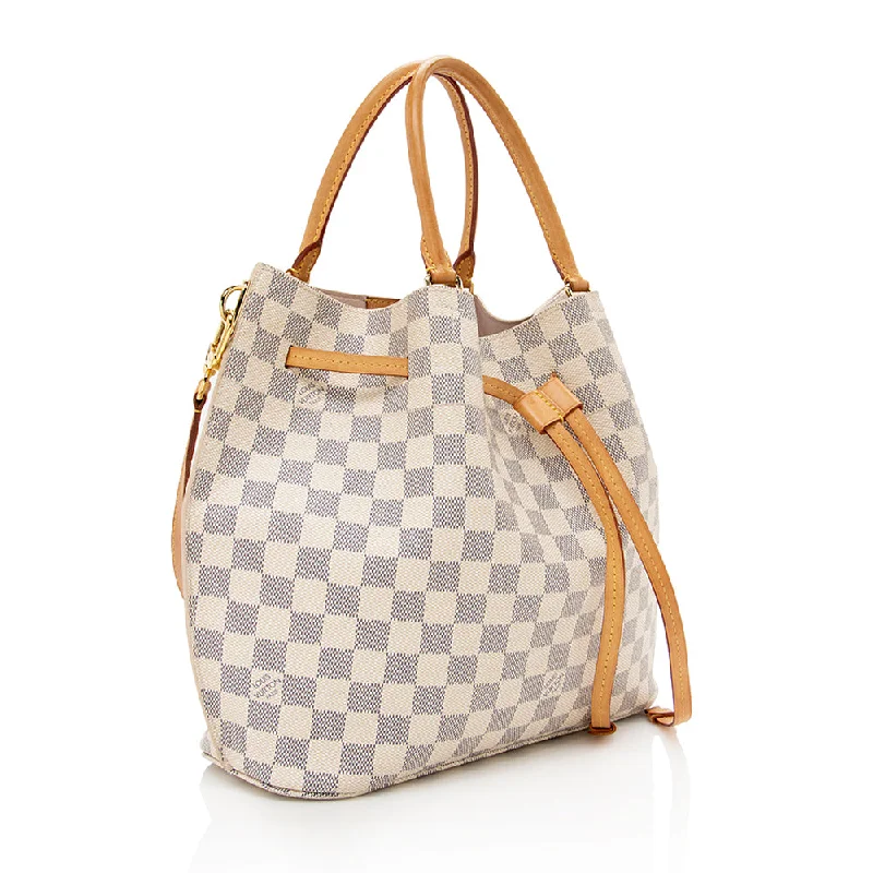 Ladies Louis Vuitton handbags with a detachable coin purse insideLouis Vuitton Damier Azur Girolata Tote (17350)