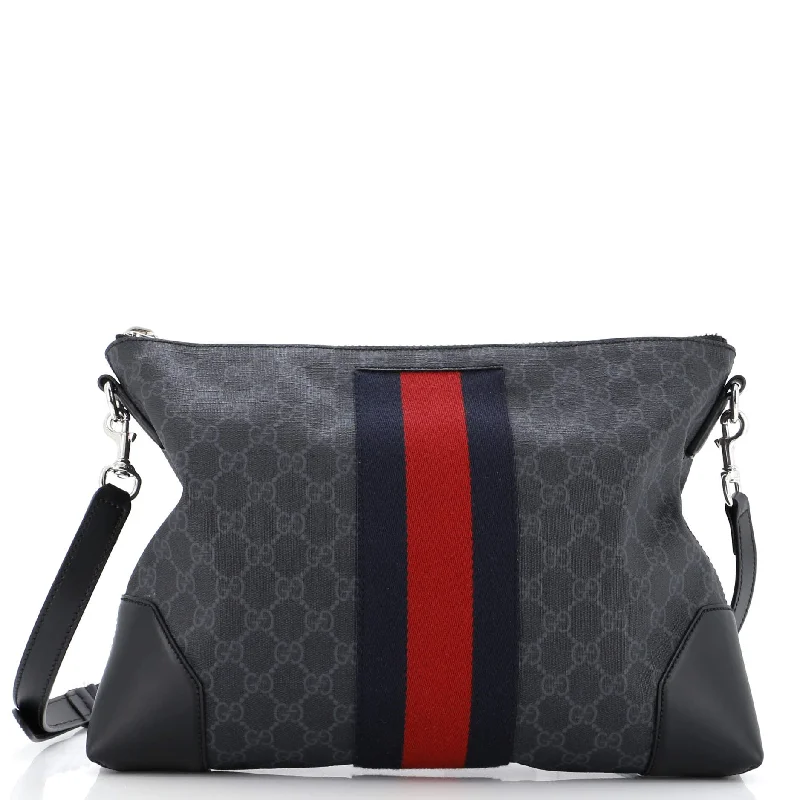 Gucci backpacks for women with a hidden back pocketWeb Zip Flat Messenger GG Coated Canvas Medium