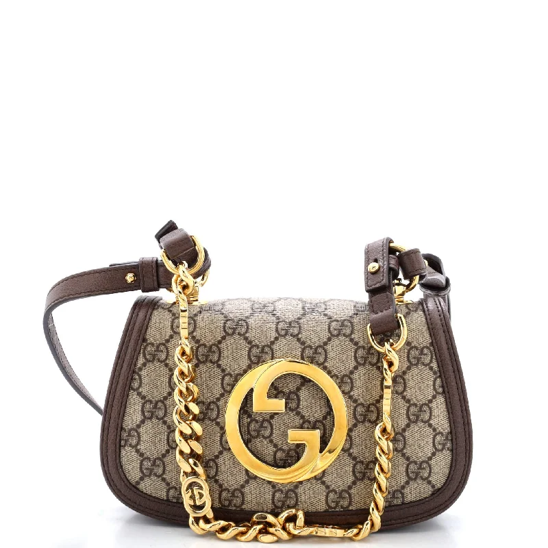 Women Gucci bags with a front - zip pocket for small itemsBlondie NM Chain Flap Bag GG Coated Canvas Small