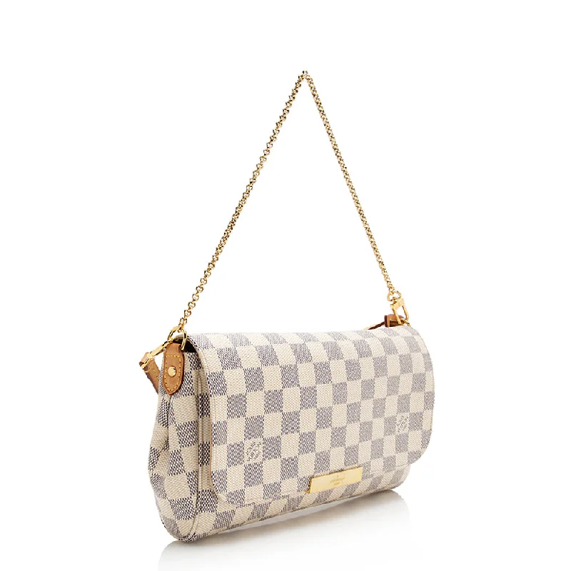 Louis Vuitton Alma bags with a monogram - embossed leather surfaceLouis Vuitton Damier Azur Favorite MM Shoulder Bag (21615)