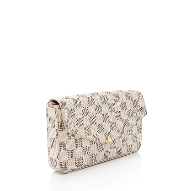 Louis Vuitton bags with a chain - link trim and a leather body for a modern edgeLouis Vuitton Damier Azur Felicie Pochette - FINAL SALE (z9jSY5)