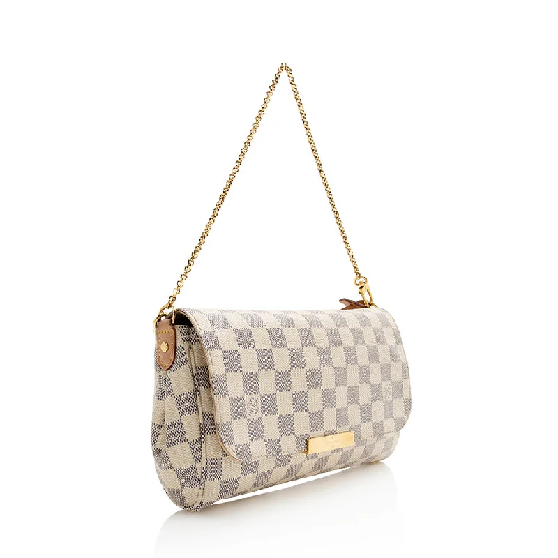 Louis Vuitton Twist bags with a snakeskin - effect panel for a bold lookLouis Vuitton Damier Azur Favorite MM Shoulder Bag (22009)