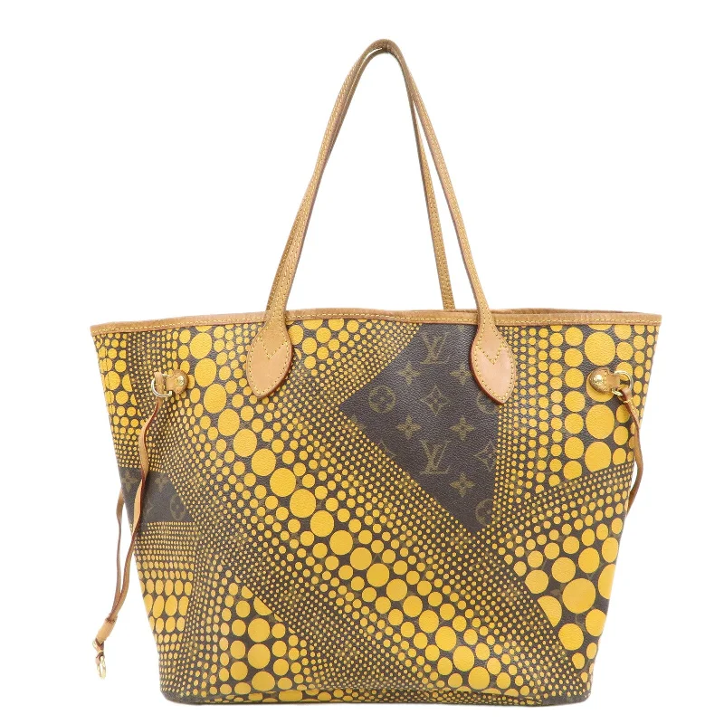 Louis Vuitton backpacks with a padded back panel for comfort during long - wearLouis Vuitton Yellow Pumpkin Dots Yayoi Kusama Neverfull MM M40685