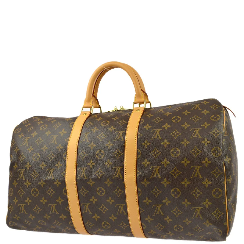 Louis Vuitton bags with a front - zip pocket for small items like keysLouis Vuitton 2004 Monogram Keepall 50 Duffle Travel Handbag M41426