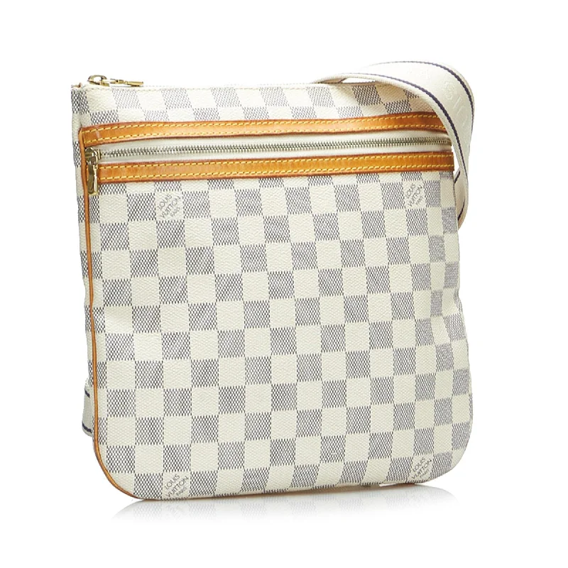 Louis Vuitton crossbody bags with a woven leather strap for textureLouis Vuitton Damier Azur Bosphore Pochette (ltW5r0)