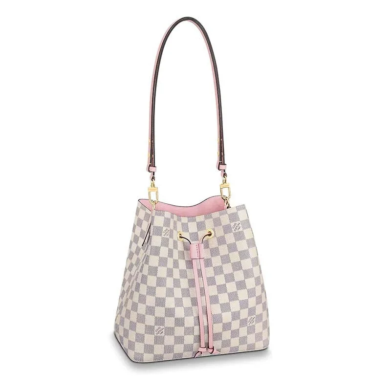 Louis Vuitton crossbody bags in a bold red color for a statementLOUIS VUITTON DAMIER AZUR NEONOE MM EAU DE ROSE