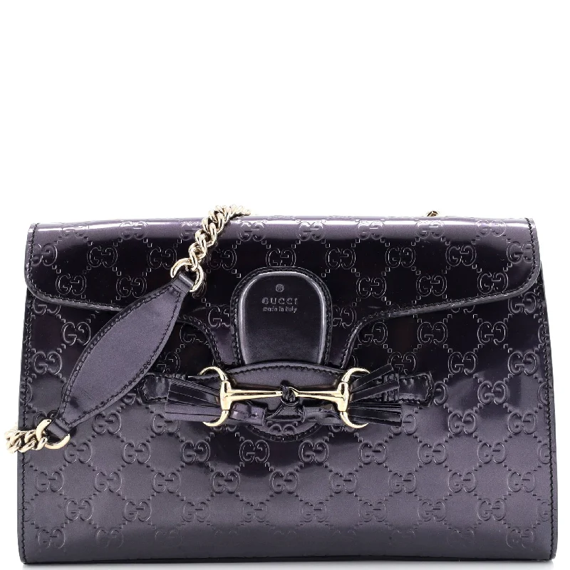 Gucci crossbody bags for women with adjustable leather strapsEmily Chain Flap Bag Guccissima Patent Medium