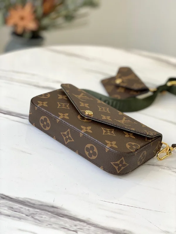 Louis Vuitton tote bags with a printed LV logo on the front for brand visibilityLouis Vuitton Felicie Strap & Go Bag