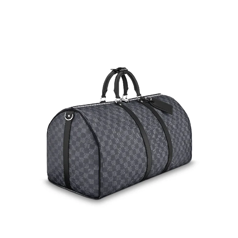 Louis Vuitton tote bags with a double - handle and shoulder - strap optionLOUIS VUITTON KEEPALL BANDOULIÈRE 55 DAMIER GRAPHITE