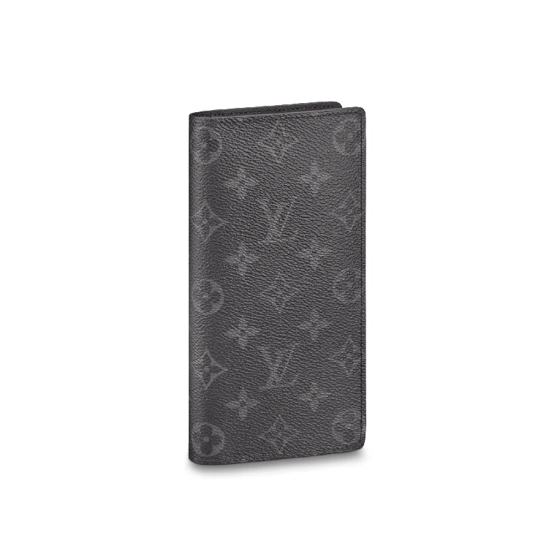 Louis Vuitton Petite Malle bags with a hard - shell structure for uniquenessLOUIS VUITTON MONOGRAM ECLIPSE BRAZZA WALLET