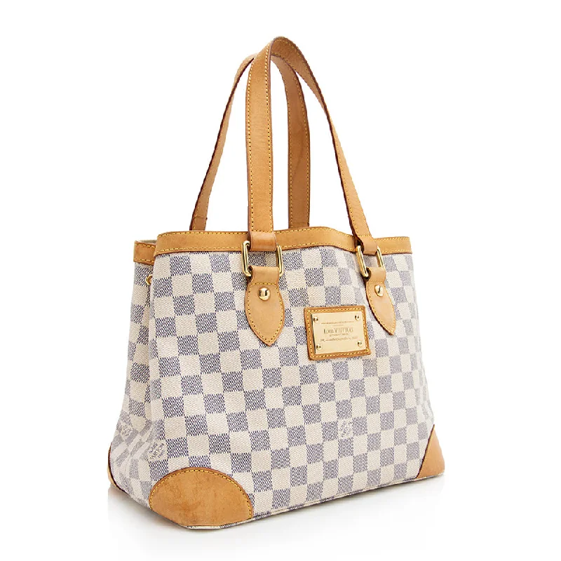 Louis Vuitton tote bags with a water - resistant coating for outdoor useLouis Vuitton Damier Azur Hampstead PM Tote (21259)