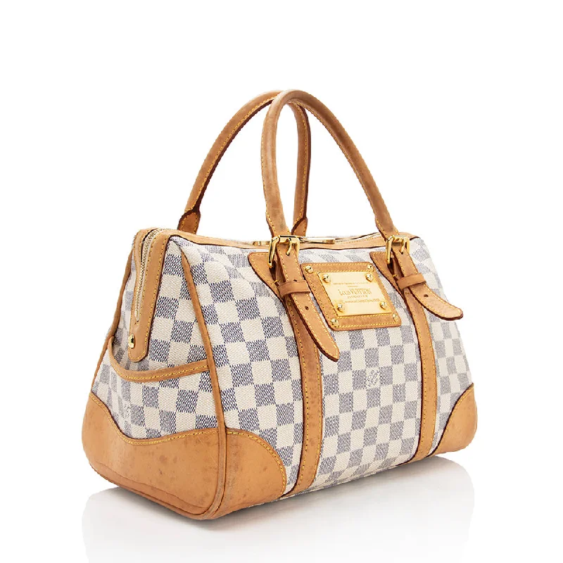 Ladies Louis Vuitton shoulder bags with a wide - width strap for comfortLouis Vuitton Damier Azur Berkeley Satchel (17999)