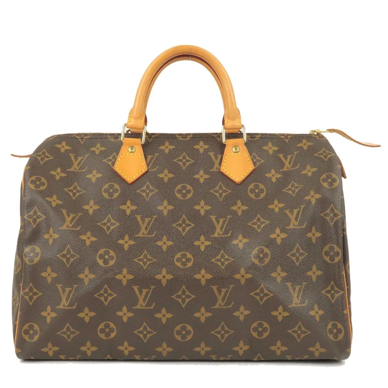 Louis Vuitton bags with a magnetic snap closure for easy accessLouis Vuitton Monogram Speedy 35 Hand Bag Boston Bag M41524