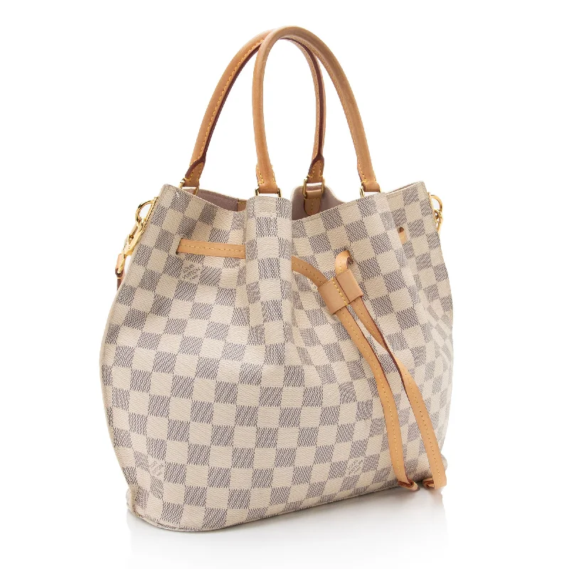 Ladies Louis Vuitton shoulder bags with a magnetic - closure flap for easeLouis Vuitton Damier Azur Girolata Tote (bN2AmU)