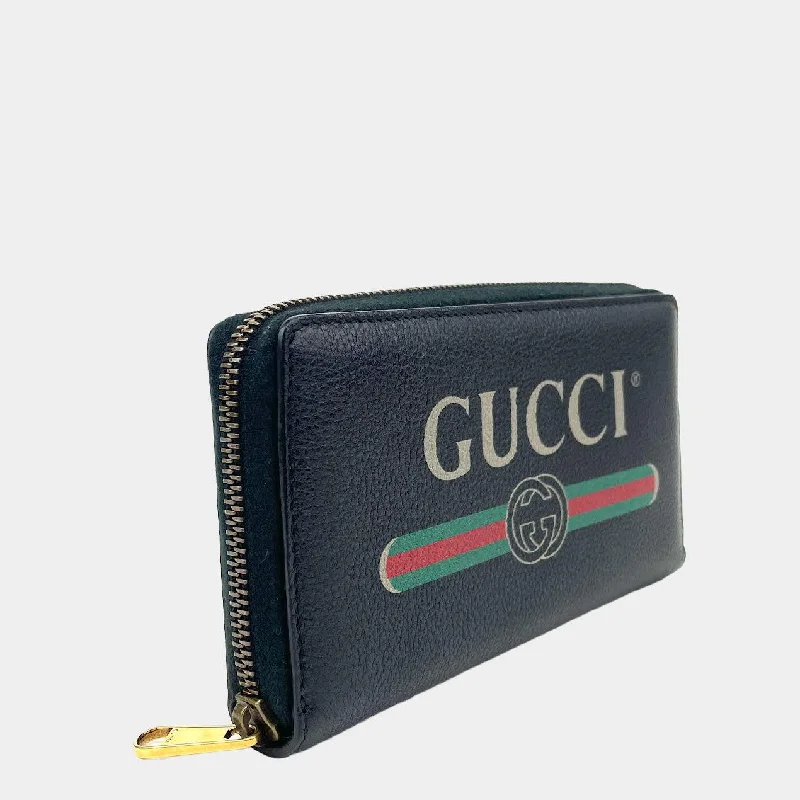 Women Gucci bags with a magnetic snap closure for easy accessGUCCI Logo Zip Around Leather Wallet - Black