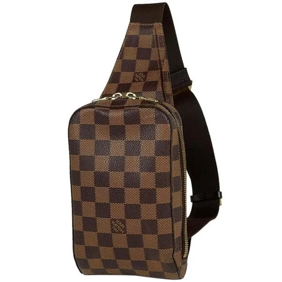 Louis Vuitton bags with a snap - button closure and a decorative charm for styleLOUIS VUITTON DAMIER EBENE GERONIMOS CROSSBODY BAG