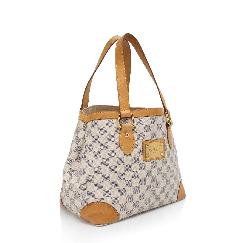 Louis Vuitton Petite Malle bags with a hard - shell structure for uniquenessLouis Vuitton Damier Azur Hampstead PM Tote (ZB6XJS)