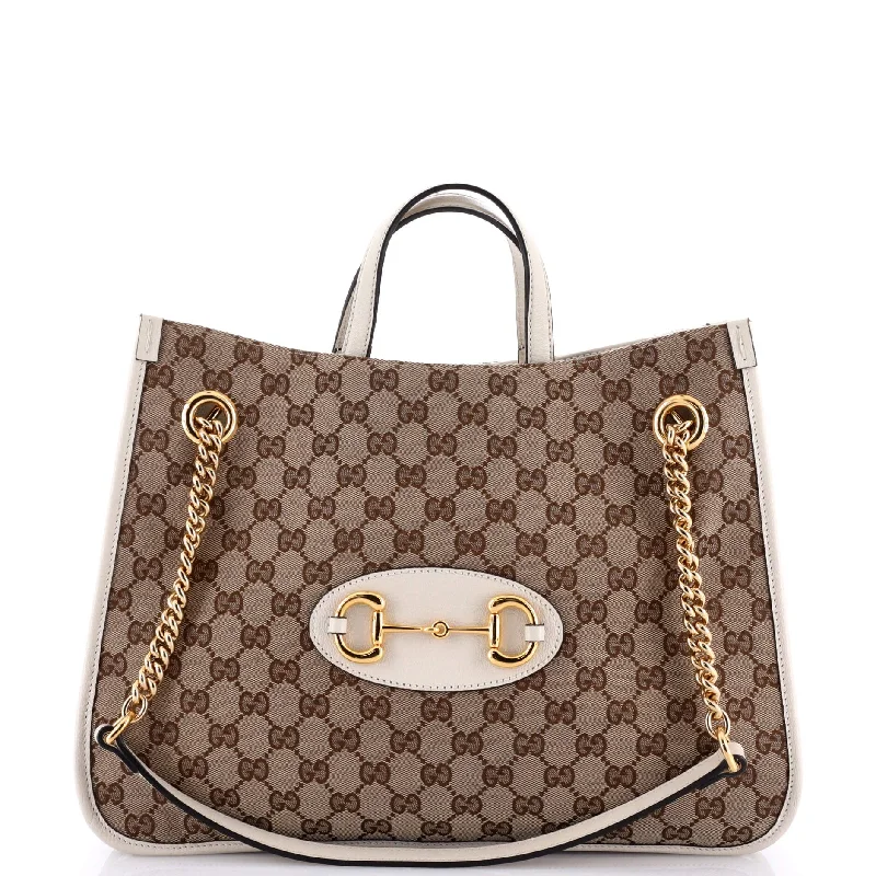 Gucci backpacks for women with a multi - pocket designHorsebit 1955 Chain Tote GG Canvas Medium