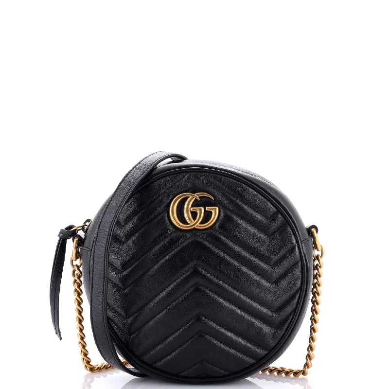 Women Gucci Sylvie bags with a monogram - embossed leatherGG Marmont Round Shoulder Bag Matelasse Leather Mini