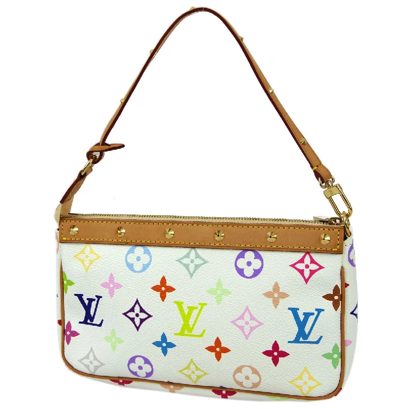 Louis Vuitton bags with a magnetic snap closure for easy accessLouis Vuitton 2003 White Multicolor Pochette Accessoires Handbag M92649