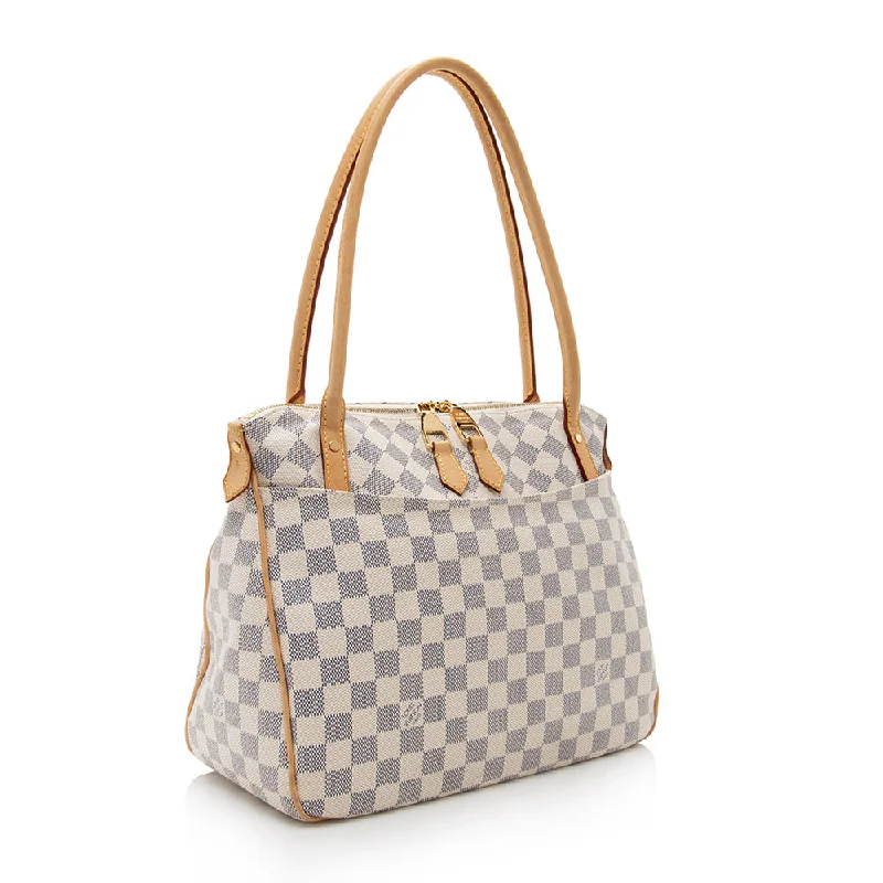 Louis Vuitton crossbody bags in a bold red color for a statementLouis Vuitton Damier Azur Figheri PM Tote (17861)