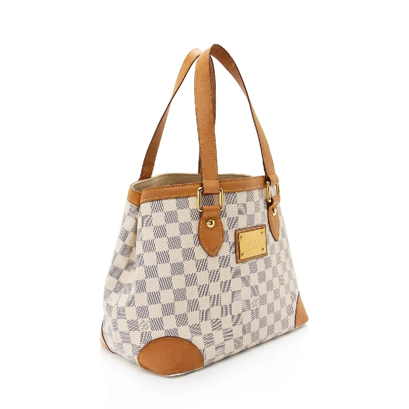 Louis Vuitton bags with a front - zip pocket for small items like keysLouis Vuitton Damier Azur Hampstead PM Tote (gRcMFr)