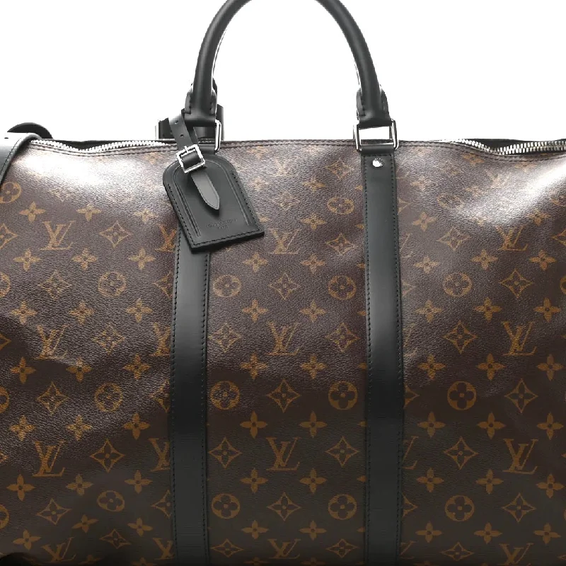 Ladies Louis Vuitton shoulder bags with a magnetic - closure flap for easeLOUIS VUITTON MONOGRAM MACASSAR KEEPALL BANDOULLIERE 55