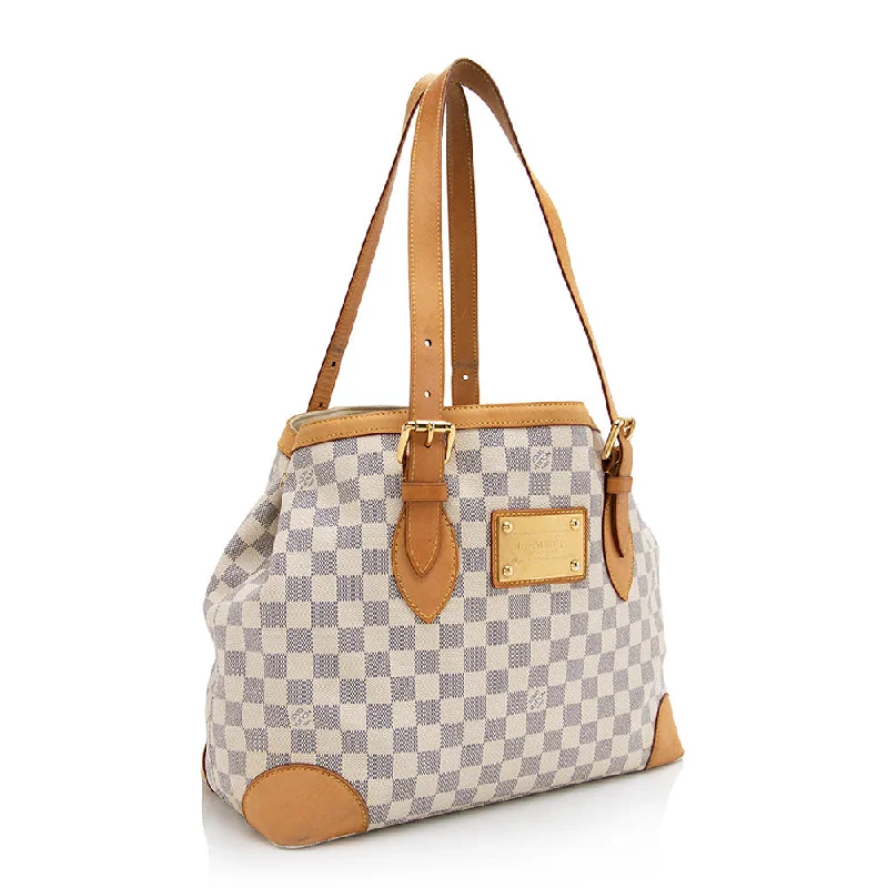 Ladies Louis Vuitton shoulder bags with a tassel decoration for charmLouis Vuitton Damier Azur Hampstead MM Tote (21912)