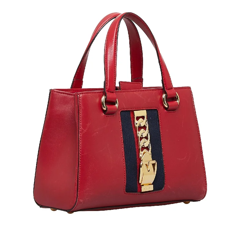 Ladies Gucci shoulder bags with a magnetic - closure flapGUCCI Sylvie Satchel