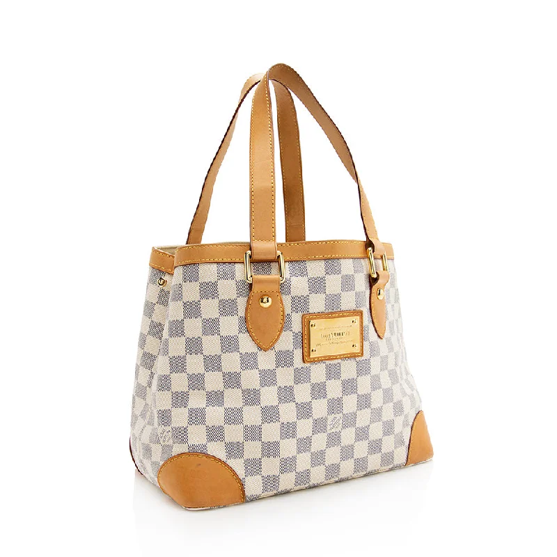 Louis Vuitton bags with a front - flap pocket for quick - access itemsLouis Vuitton Damier Azur Hampstead PM Tote (21142)