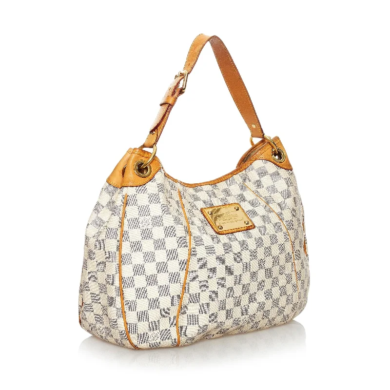 Louis Vuitton handbags with a patent - leather finish for a shiny lookLouis Vuitton Damier Azur Galliera PM (31278)