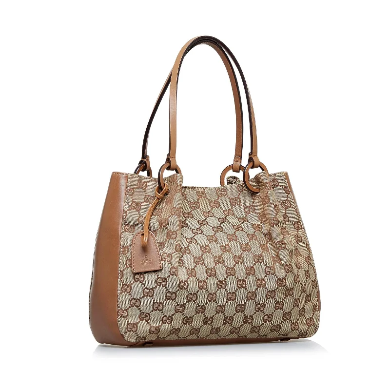 Gucci tote bags for women with a double - handle designGucci GG Canvas Tote Bag (SHG-8eli4C)