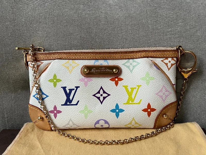 Ladies Louis Vuitton shoulder bags with a single - handle silhouetteLouis Vuitton Milla Pochette White Multicolore Takashi