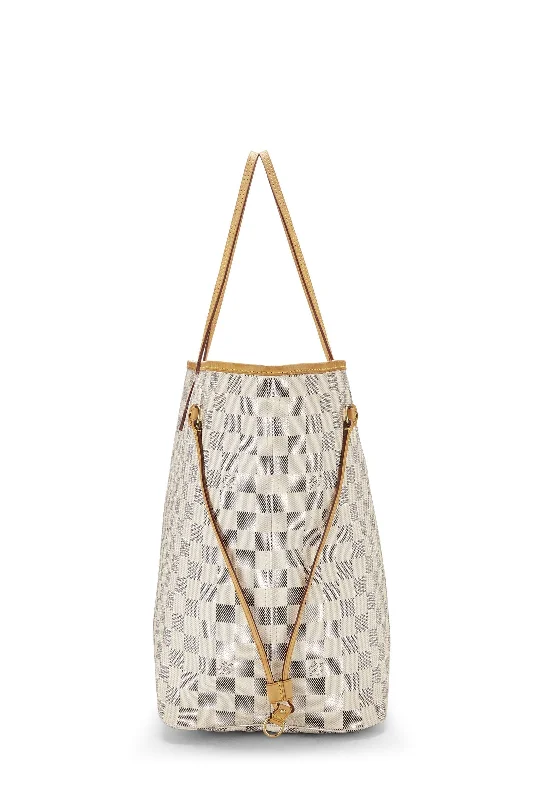 Louis Vuitton tote bags with a water - resistant coating for outdoor useLOUIS VUITTON DAMIER AZUR NEVERFULL GM TOTE BAG