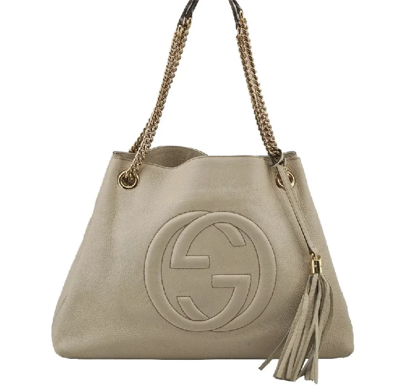 Gucci backpacks for women with a padded laptop compartmentAuthentic GUCCI SOHO Vintage Tassel Tote Bag Chain Leather 308982 White 7911J