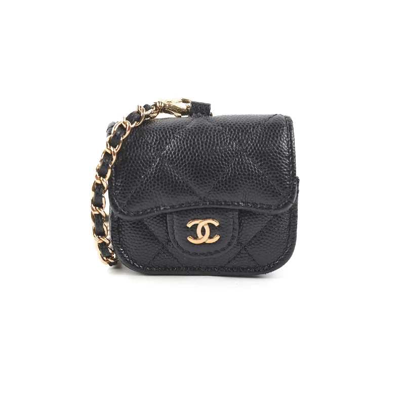 Chanel Designer Handbag with Unique DesignChanel Quilted Caviar Airpod Case Black