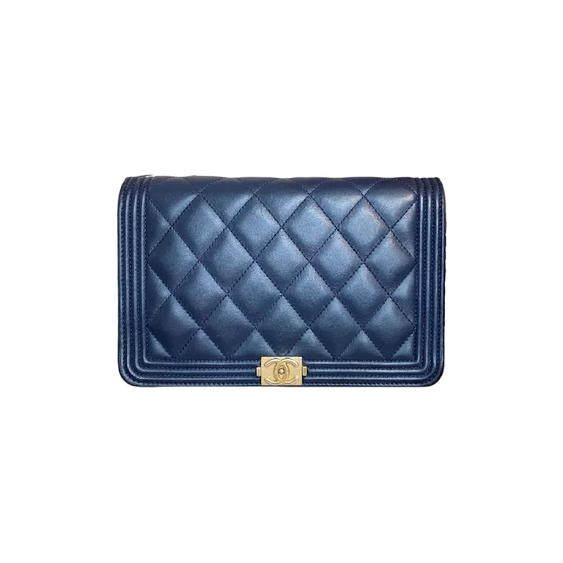 Chanel Colorful Handbag for Spring OutfitsBoy Lambskin WOC Blue SHW